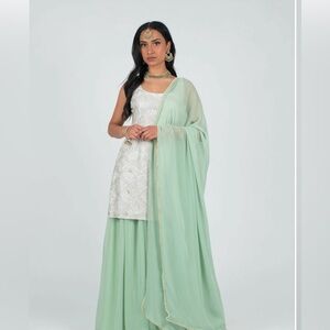 The Saree Room | Mint Hira Suit + Mint Georgette Dupatta